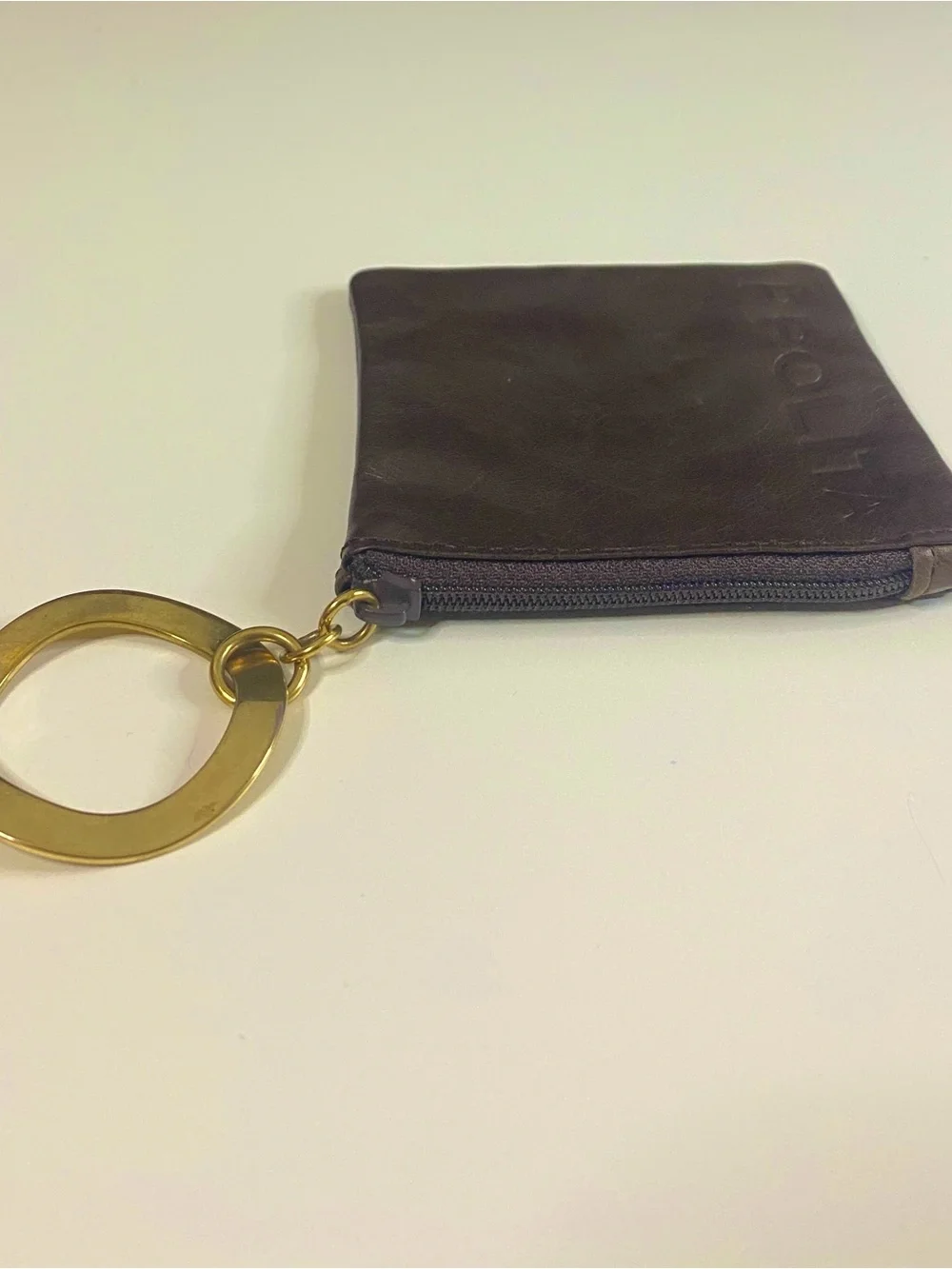 IPPOLITA Genuine Leather Coin/Jewelry Pouch with Gold-Tone Key Ring Attachment